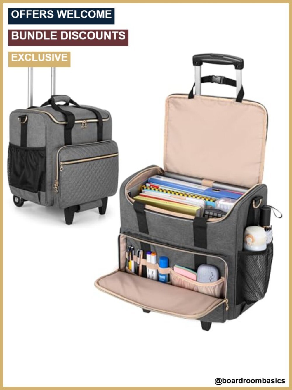 Rolling Teacher Bag with Wheels and 15.6" Laptop Compartment